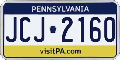 PA license plate JCJ2160