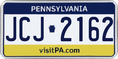 PA license plate JCJ2162