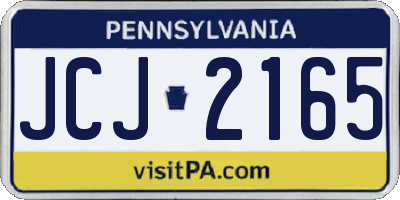 PA license plate JCJ2165