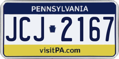 PA license plate JCJ2167