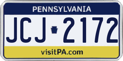 PA license plate JCJ2172
