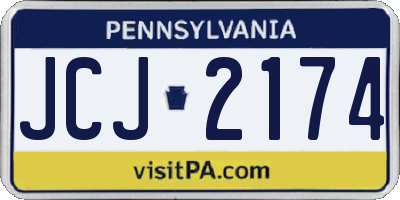 PA license plate JCJ2174