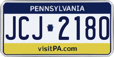 PA license plate JCJ2180