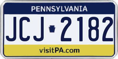 PA license plate JCJ2182