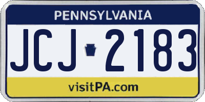 PA license plate JCJ2183
