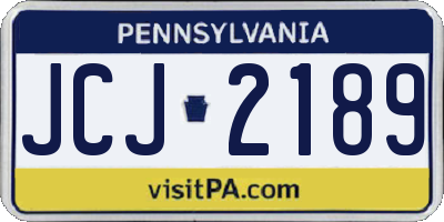 PA license plate JCJ2189