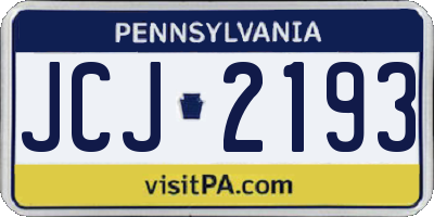 PA license plate JCJ2193