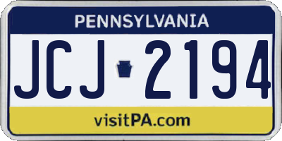 PA license plate JCJ2194
