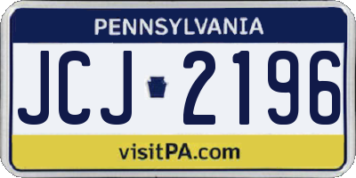 PA license plate JCJ2196