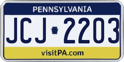 PA license plate JCJ2203