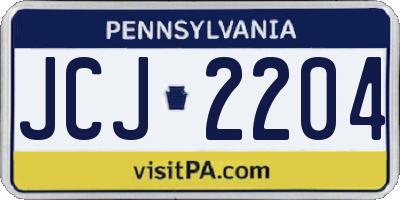 PA license plate JCJ2204