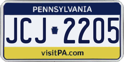 PA license plate JCJ2205