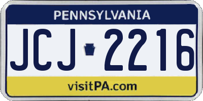 PA license plate JCJ2216