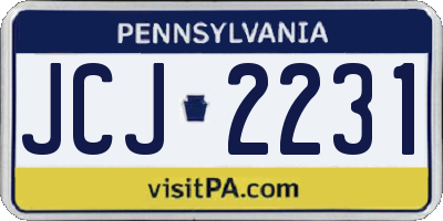 PA license plate JCJ2231
