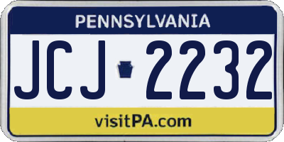 PA license plate JCJ2232
