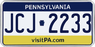PA license plate JCJ2233