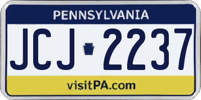 PA license plate JCJ2237