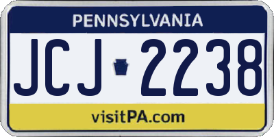 PA license plate JCJ2238