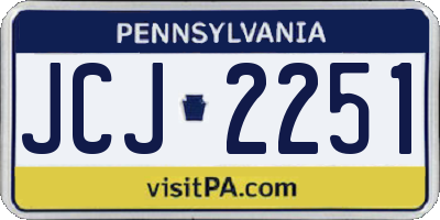 PA license plate JCJ2251
