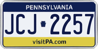 PA license plate JCJ2257