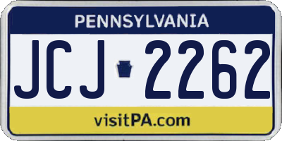 PA license plate JCJ2262