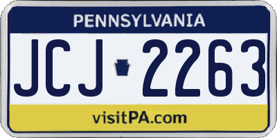 PA license plate JCJ2263