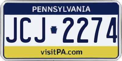 PA license plate JCJ2274