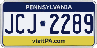 PA license plate JCJ2289