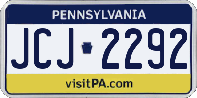 PA license plate JCJ2292