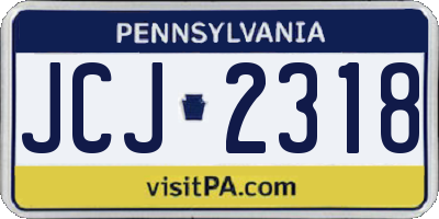 PA license plate JCJ2318
