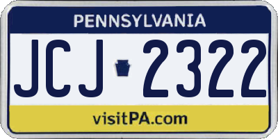 PA license plate JCJ2322
