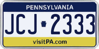 PA license plate JCJ2333