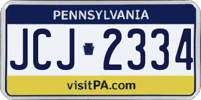 PA license plate JCJ2334