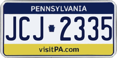 PA license plate JCJ2335
