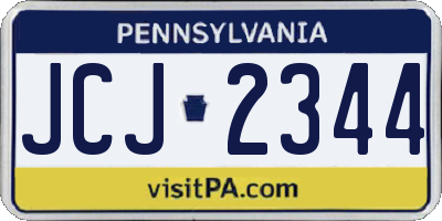 PA license plate JCJ2344