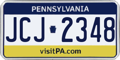 PA license plate JCJ2348