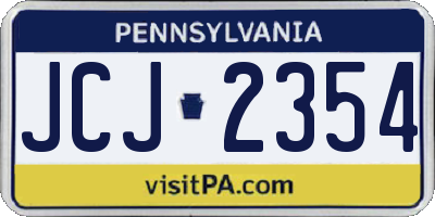 PA license plate JCJ2354