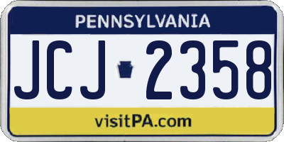 PA license plate JCJ2358