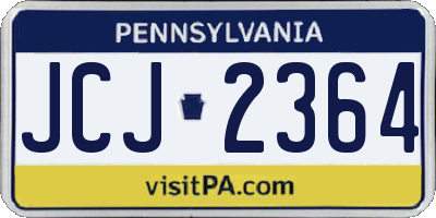 PA license plate JCJ2364