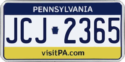 PA license plate JCJ2365