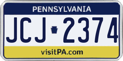 PA license plate JCJ2374
