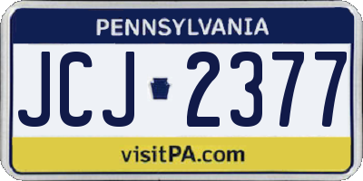 PA license plate JCJ2377