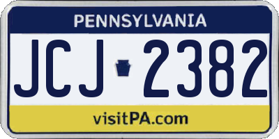 PA license plate JCJ2382