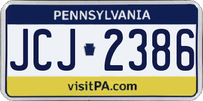 PA license plate JCJ2386