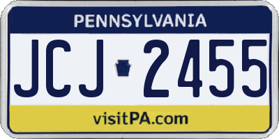 PA license plate JCJ2455