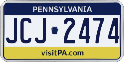 PA license plate JCJ2474