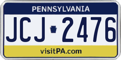 PA license plate JCJ2476