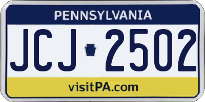 PA license plate JCJ2502