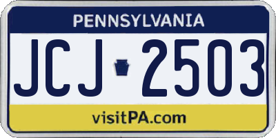 PA license plate JCJ2503
