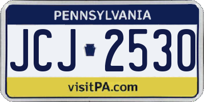 PA license plate JCJ2530